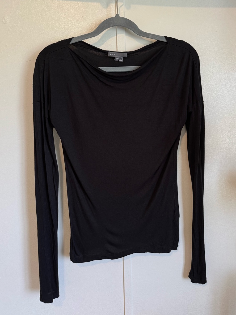 Vince Black Long-Sleeve Boatneck Top